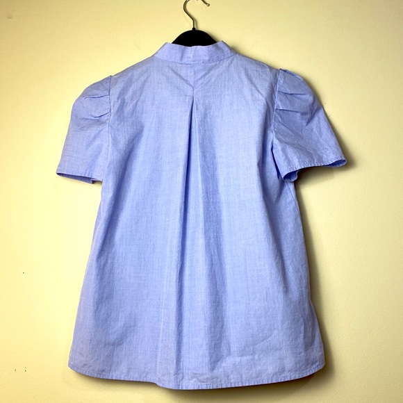 Ann Taylor Periwinkle Blouse with Pleats and Neck-tie - Picture 4 of 8